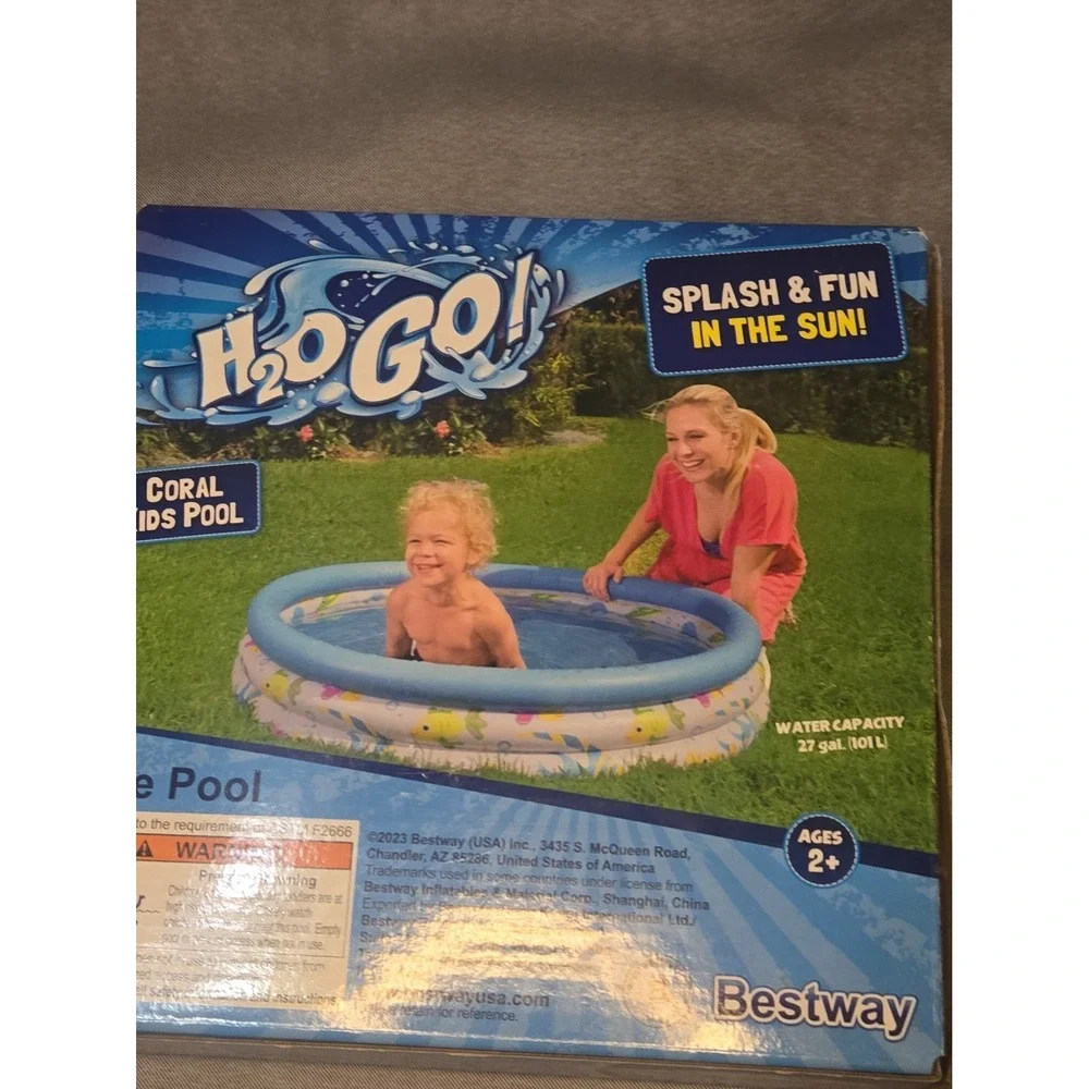 Bestway H2OGO Coral Kids Inflatable Pool 40in Round Splash Play Ages 2+ NEW